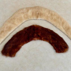 Set of 2 Vintage Mink Collars • Brown and Off-White • Excellent Condition
